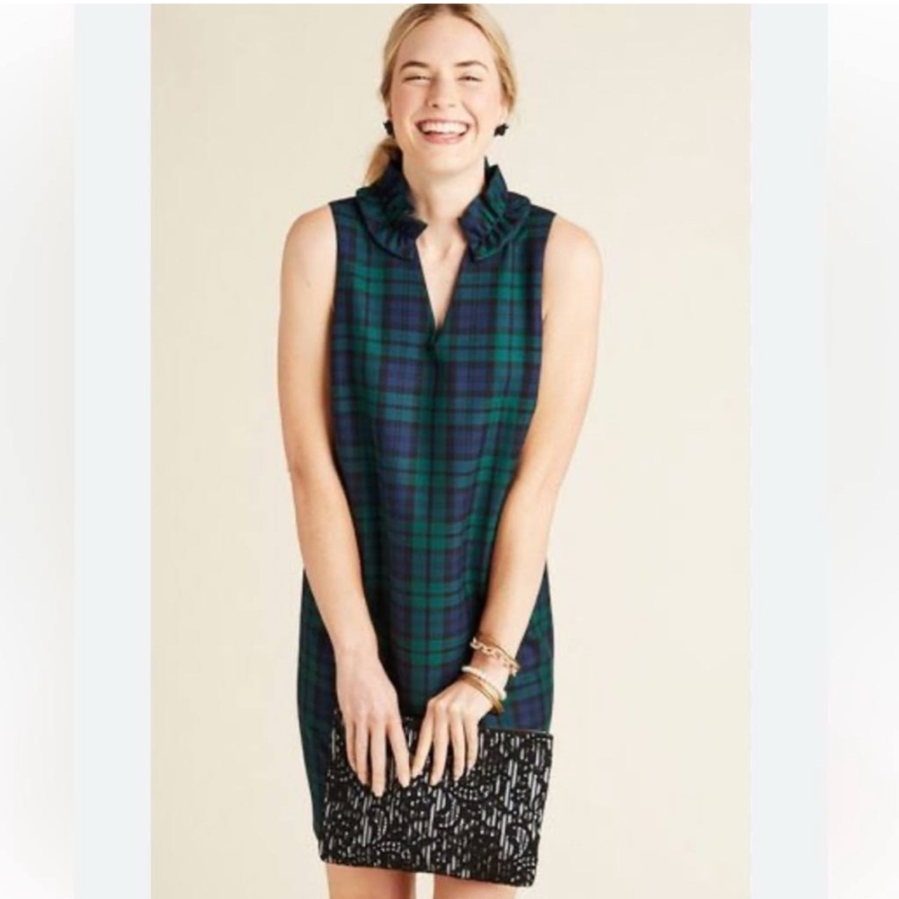 Vineyard Vines Blackwatch Meredith Ruffled Neck Dress Size 2